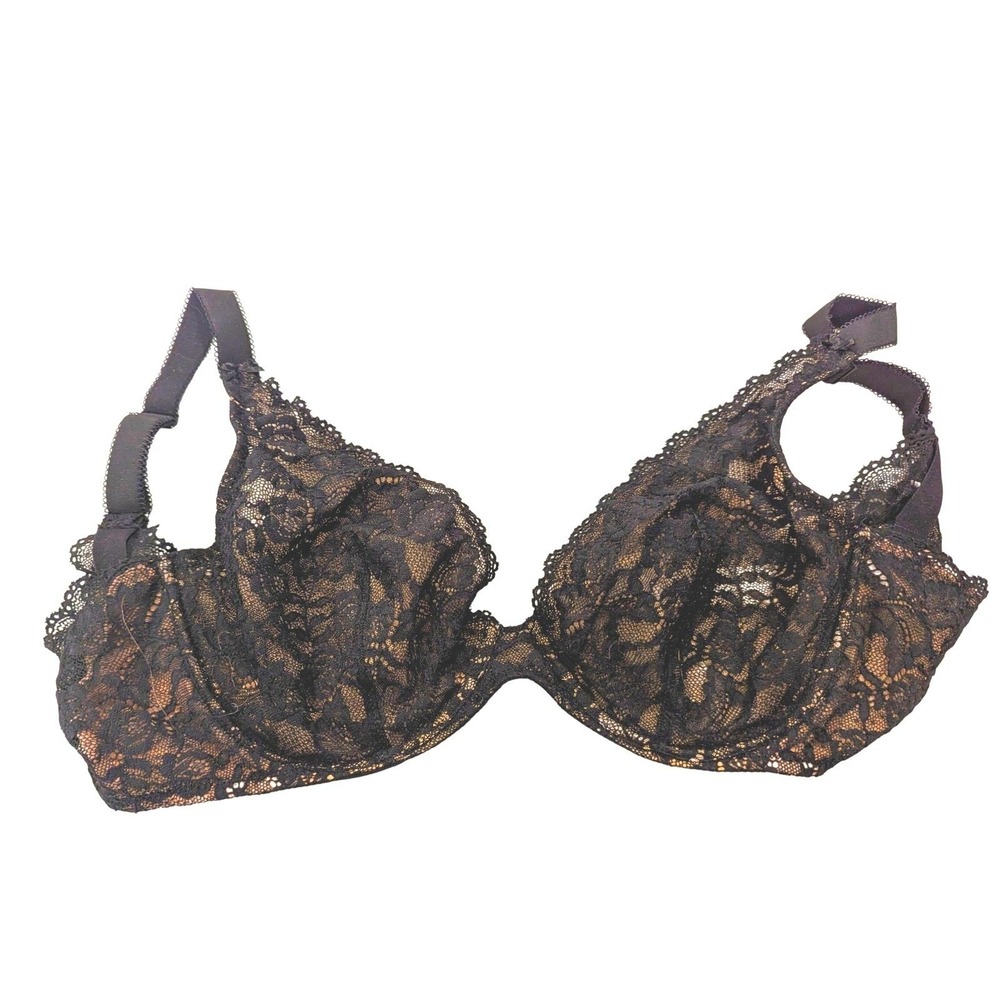 Aubade Paris Lace Full Cup‎ Underwire Bra Black Beige Sexy Lingerie 32F